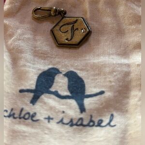 Chloe + Isabel Trésors Heirloom Initial Hexagon Charm ‘F’ Antique Brass Plated